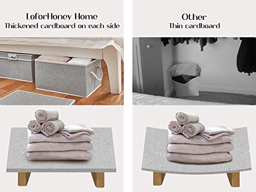 Loforhoney Home Fabric Storage Bins With Lids For Organizing, Foldable Storage Boxes With Lids For Shelves, Clothes Baskets With Cotton Rope Handles, Closet Storage Bins, Large, Light Gray, 2-Pack #TOP3
