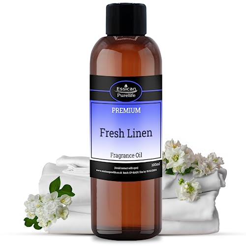 Essican Purelife Fresh Linen Fragrance Oil for Candle Making Scents 100ml, Scented Oils for Humidifier - Long Lasting Aroma Candle Scents Wax Melt Fragrance Oils for Soap Making & Bath Bombs