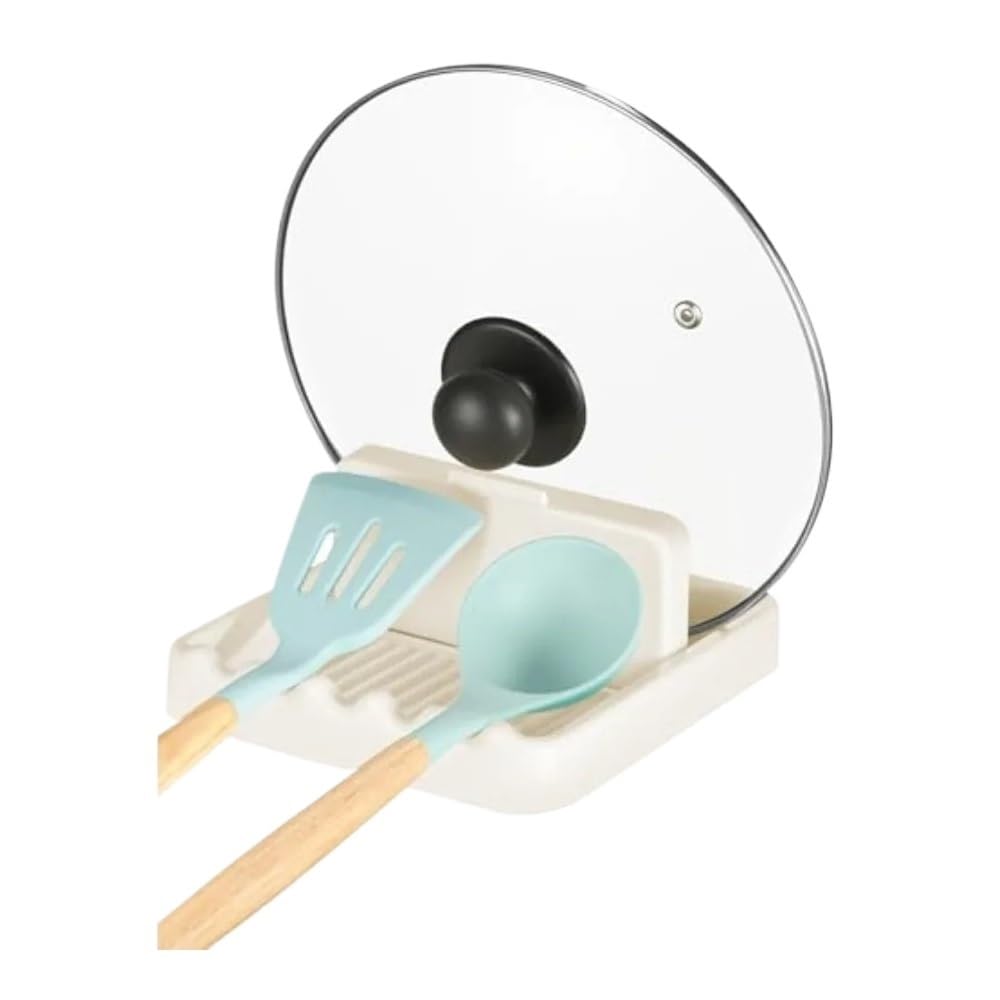 Cream White Pot Lid Holder And Spoon Rest Fits 7.8in, 9.8in, 11.8in Round