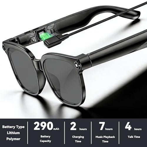 Image of AI Smart Glasses with Camera,8MP Camera Glasses,1080P Anti-Shake Video Recording, Real Time Translation,AI Voice Assistant,Object Recognition,Bluetooth Sunglasses for Men Women(Black Lenses)