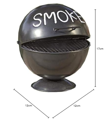 Boltze Aschenbecher Wiki (Sturmaschenbecher im Grill Design, Geschenkidee für Raucher, aus Eisen schwarz, 13 cm) 3852000