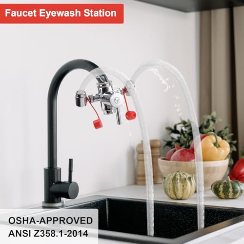 Yeipower Faucet-Mounted Eye-Wash Staion Kit - Emergency Eyewash Staion OSHA Approved Sink Faucet Attachment First Aid Eye Flush Kit - Thumbnail 2
