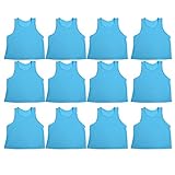 Chaleco de Fútbol, ​​12 Piezas de Fibra de Poliéster Azul + Tela de Malla de Nailon Chaleco de Práctica de Equipo de Malla Transpirable Jersey de Práctica de Fútbol Talla única