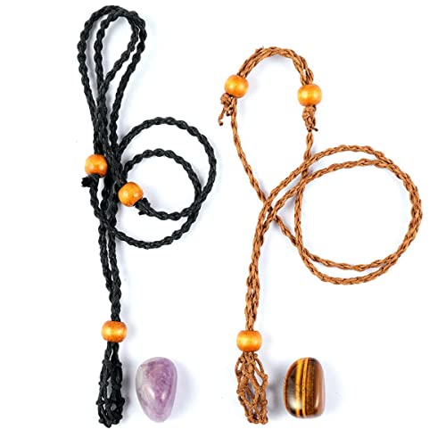 GROWWISH Collier Cordon Porte-Pierre Vide Cristal De Quartz Naturel Point De Pierre Brute Guérison Pendentif en Filet De Poisson Vivement-Jaune Clair,Chine – vue 6