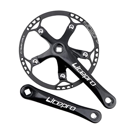 Litepro 自転車 BCD 130 ミリメートル統合チェーンホイールクランクセットシングルクランク For BMX 折りたたみ自転車 45T 47T 53T 56T 58T チェーンリングアクセサリー (47T black)