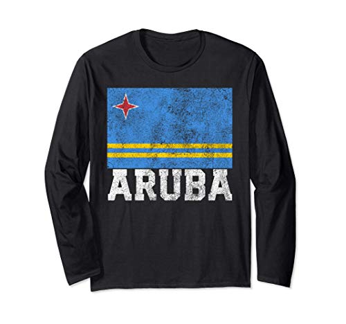 Aruba Flag Family Pride Country Nation Vintage Men Women Maglia a Manica