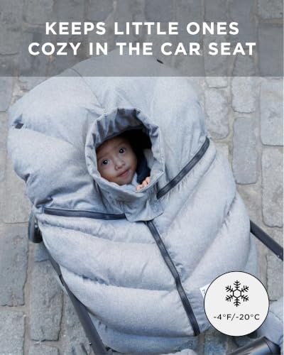 Image of 7AM Enfant Car Seat Covers - Cocoon Baby Cover for Boys & Girls, Rain & Snow Repellent, Breathable Windproof, Center Zipper, Universal Fit for Infant Car Seat (0-12M) (Metallic Lilac)