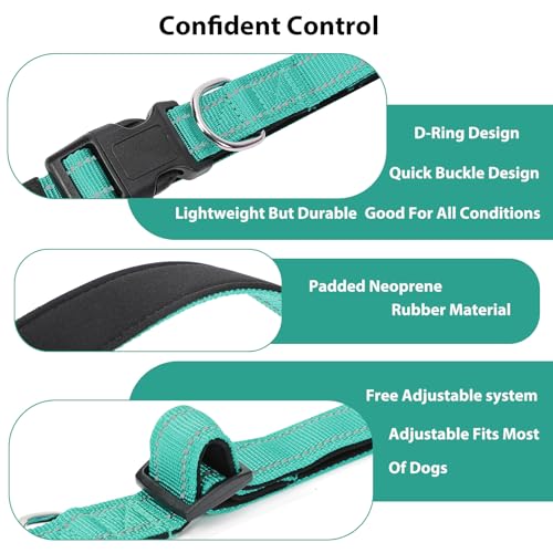 Image of Reflective Dog Collar, Adjustable Nylon for Puppy, Teal XS