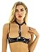 YiZYiF Womens 2 Piece Lingerie Set Stretch Vinyl Shelf Bra Quarter Cup Bra Tops with Panties Teddy Black Medium