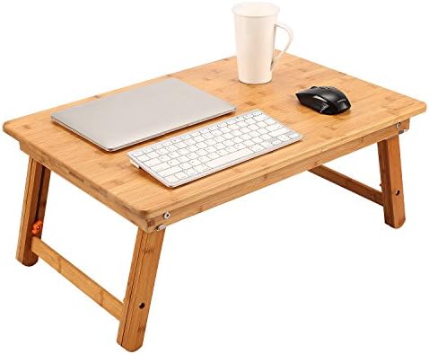Large Size Laptop Tray Desk Nnewvanet 25.6x17.7in Bamboo Floor Desk Low Table Bed Tray Table,Foldable Adjustable Study Writing Gaming Breakfast Serving Floor Table Support 18in Laptop w' 4 Leg Lock