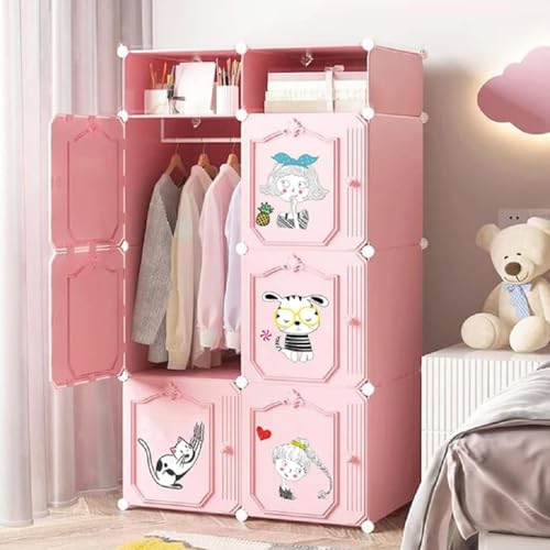 Image of Mevigo 6+2 ShelfPlastic Wardrobe for Kids and Baby-Cupboard for Clothes, Almirah for Clothes, Baby Collapsible Wardrobe, Multi-Purpose Kids Storage Rack for Home Books,Toy,Living Room -Pink-HA1