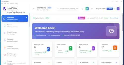 Lead Wave Version 5.0.0— Powerful WhatsApp Marketing & Automation Desktop App for Bulk Campaigns | Whatsapp Bulk Message Sender Software | whatsapp Bulk Sender | whatsapp with button ( 4 types) deliver by Only Email |1 Yr License | Demo & 1day free trial +917505641414 www(.)leadwave(.)in RESELLER ALSO WELCOME TO JOIN OUR RESELLER PROGRAM