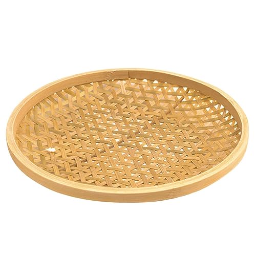 HEMOTON Bandeja De Cesta De Bambu Cesta De Pão De Vime Natural Cesta De Frutas Feita À Mão Cesta De