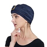 Head Wraps for Women Soft Cotton Beanie Hats for Cancer Patients Navy Blue