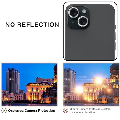 Image of Back Camera Lens Ring Guard Protector for Apple iPhone 15 | Diamond Camera Ring Aluminium Alloy Edge (Black)