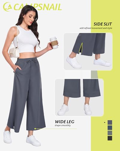 CAMPSNAIL Wide Leg Pants Women - 25"/29" Casual Summer Capri Yoga Pants Lightweight Sweatpants for Travel Business Work — view 2