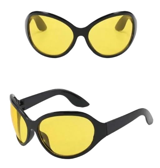 Stylish Y2K Oversized Oval Sunglasses with Red and Yellow Lenses
