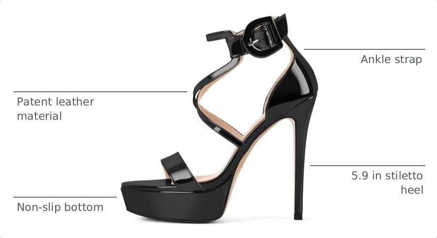 Image of Platform Stiletto High Heels for Women, Round Open Toe Ankle Strap Sexy Heeled Sandals for Wedding Party Dress