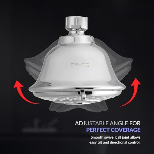 Image of Orvos 6 Modes Multi-Function Overhead Shower - Comet, Full Chrome Plated Face with High Grade Korean ABS material from LG, 4x4 inches, head only, for high end luxury bathrooms