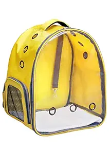 BURAQ Pet Transparent Cat & Small Dog Puppy Kitty Shihtzu Carriers for Breathable Airline Travel Approved Air Ventilation Backpack Size 17 - 13 - 11 inch Yellow