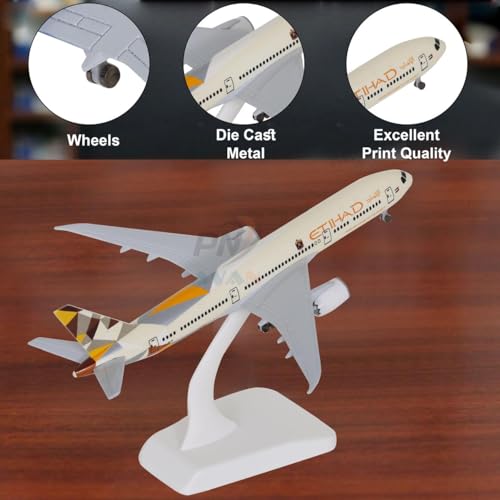 Image of Big Size Etihad Airways Airlines Landing Gear Wheels Aeroplane Scale Model Die Cast Metal Aircraft Highly Detailed Replica Gift 19 Cm (Etihad Airlines)