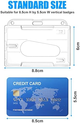 Vicloon Horizontal Card Holder, 2pcs Hard Plastic ID Credit Card, Clear Badge Holders ID Card Badge Holder for Office School IDs Credit Cards Drivers Licenses and Passes