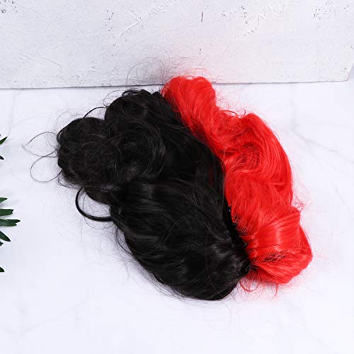 PIXNOR Vermelho Preto Rabo de Cavalo Peruca Ombre Loira Longo Cacheado Ondulado Cabelo Sintético par