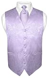 Vesuvio Napoli Men's Paisley Design Dress Vest & NeckTie LAVENDER Purple Neck Tie Set sz Med