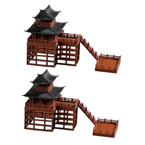 KICHOUSE 2piezas Pabellón Japonés Miniatura Figuras De Jardín Pagoda De Escritorio Decoración Zen para Oficina y Hogar