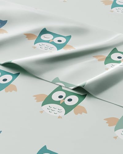 Image of CGK Unlimited Kids Twin Size Owls Bed Sheets - 3 Piece Kids Owls Sheet Set