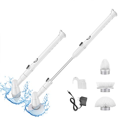 Fruiteam Electric Spin Scrubber Cordless Super Power Scrubber, Upgraded Tub And Tile Scrubber, Surface Cleaner With 3 Replaceable Brush Heads And 1 Extension Arm For Bathroom/Kitchen/Tub/Tile #TOP18