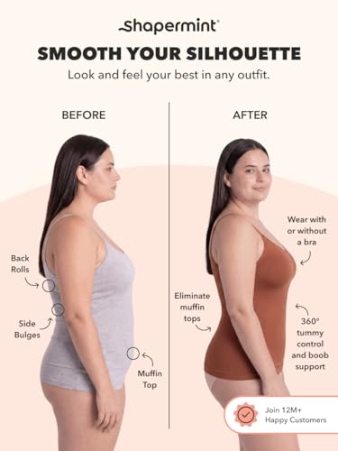 Image of SHAPERMINT Womens Tops - Scoop Neck Cami Body Shaper for Women, Shapewear Tummy Control, Camisole Tank Tops for Women