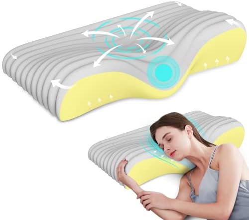 Gugusure Memory Foam Pillows, Neck Pillows for Pain Relief Sleeping, Ergonomic Orthopedic Sleep Spine Pillow, Cervical Contour Pillow for Neck and Shoulder Pain