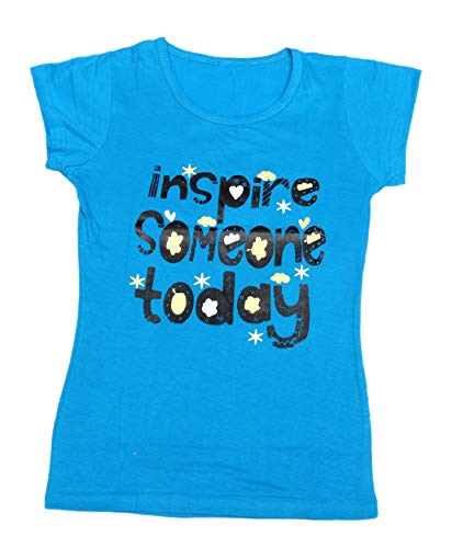 Image of indi weaves Girls Pure Cotton Chest Printed Half Sleeves Round Neck T-Shirts (Pack of 4)