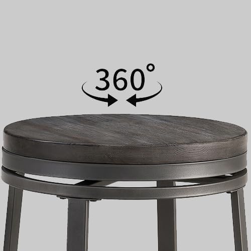 Miniatura 10 de OUllUO Taburetes de bar, taburetes de bar de altura de mostrador, taburetes giratorios de madera maciza de 24 pulgadas para encimera de cocina,