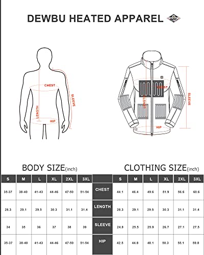 Dewbu Soft Shell Heated Jacket For Men With 12V Battery Pack And Detachable Hood Outdoor Electric Heating Coat, Black, M #TOP5