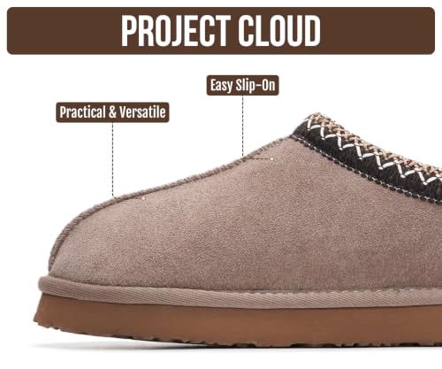 Image of Project Cloud 100% Genuine Leather Shearling Slippers for Women (Nerita) | Australian Fur Lining Memory Foam Insole Non Slip EVA Sole Fuzzy Plush House Shoes Warm Cozy Indoor Footwear Everyday Comfort
