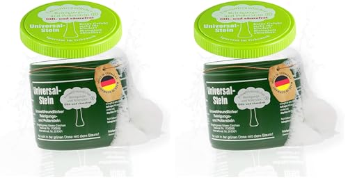 Zielinsky Universal-Stein, grüner Stein, Putzstein, Reinigungsstein - Haushaltsdose, 2er Pack (1 x 900 g + 2 gratis spezial Schwämme)