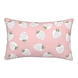 Decorative Pillow Cover for Bed,Strawberry Pillow Cover,Strawberry Couch,Pink Lumbar Pillow Cover,Pi