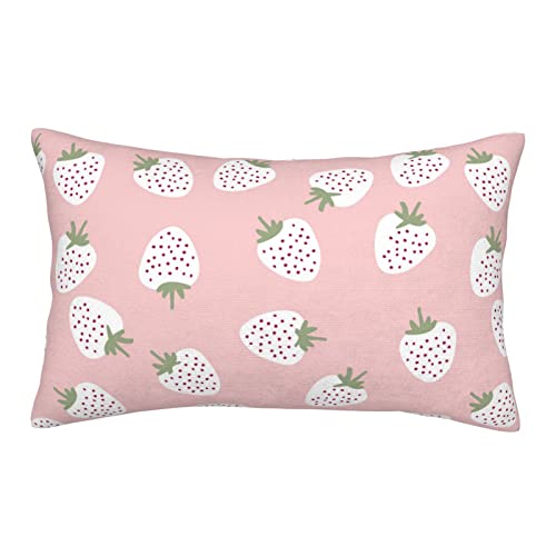 Decorative Pillow Cover For Bed,Strawberry Pillow Cover,Strawberry Couch,Pink Lumbar Pillow Cover,Pink Pillow Cover,Pink Decor,Strawberry Decor,Linen Pillow Cover,Lumbar Pillow Cover 12 * 20 Inches #TOP16