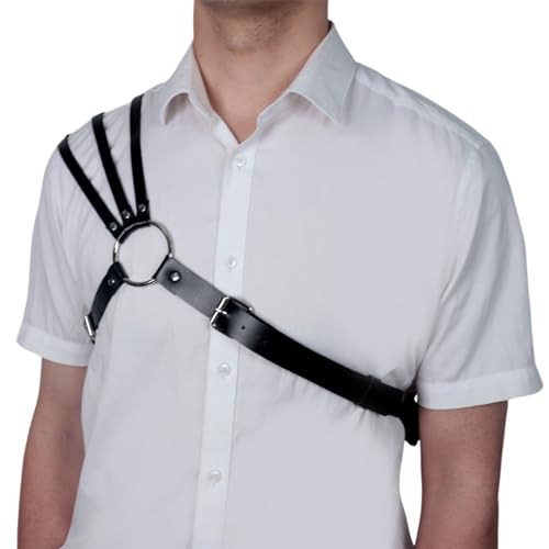 Men's Harness Belt Costume, PU Leather Body Chest for Men Sexy Punk Body Harness Belt, Adjustable Buckle Clothes Outfits, Nightclub Cosplay Clubwear #YZ23