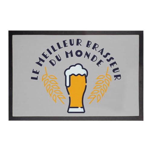Paillasson gris 75x50cm imprimé pinte de bière artisanale