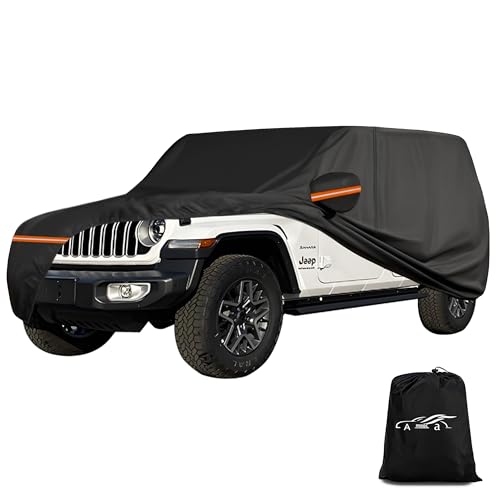 Amooca Heavy-Duty Car Covers Custom Fit for Jeep Wrangler 4 Door 2007-2024 Waterproof Sun-Proof All Weather for Automobiles Snow Cover 420D with Door Zipper Cotton Lining by Amooca - Used condition - US$42.31