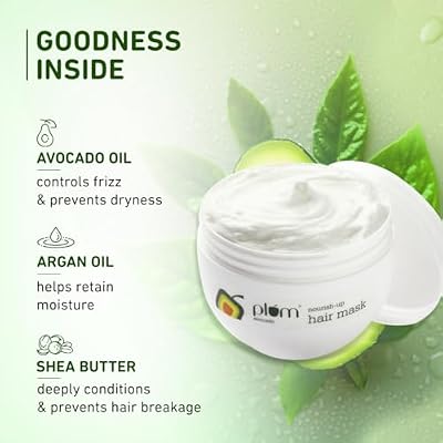Plum Avocado NourishUp Hair Mask For FrizzFree Hair Contains Avocado Oil Argan Oil Shea Butter Hair Spa Treatment For Smooth Hair 100 Vegan, White, 250 gram
