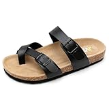WTW Men's Cork Footbed Sandals Slip on Beach Slide Slipper Shoes with Adjustable Metal Buckle Strap for Men Causal Style