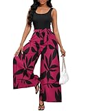 Bdwinz Women Casual Loose Summer Jumpsuit One Piece Print Outfits Sleeveless Wide Leg Pants Romper