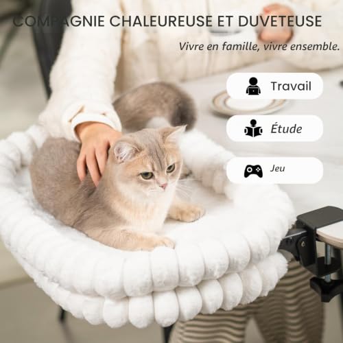 CheerPals Lit pour Chat Bureau Pliable, Hamac Chat Suspendu avec Support en Métal Robuste (2 KG), Panier Réversible Hiver/Été pour Table, 60x38x12 cm – vue 2
