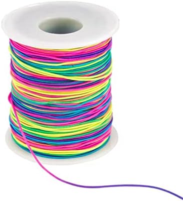 Elastic Beading Cords 100m Rainbow 1mm Elastic Cord Pony Bead Kids Beads Crafts Pony Beading Thread Stretch String Craft Cord Pony Bead String, Width 1mm…