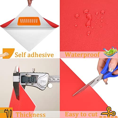 Self Adhesive Floor Tile Vinyl Flooring Peel and Stick Vinyl Floor for Kitchen Bathroom Waterproof Red and White 30X30cm 10pcs