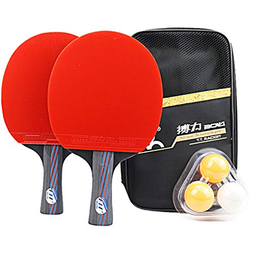 FAVOMOTO Conjunto de Raquete de Tênis de Mesa de 2 Peças Pong Pong Com 3 Bolas de Tênis de Mesa Esto